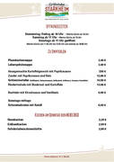 Speisekarte Öffnungszeiten KW11